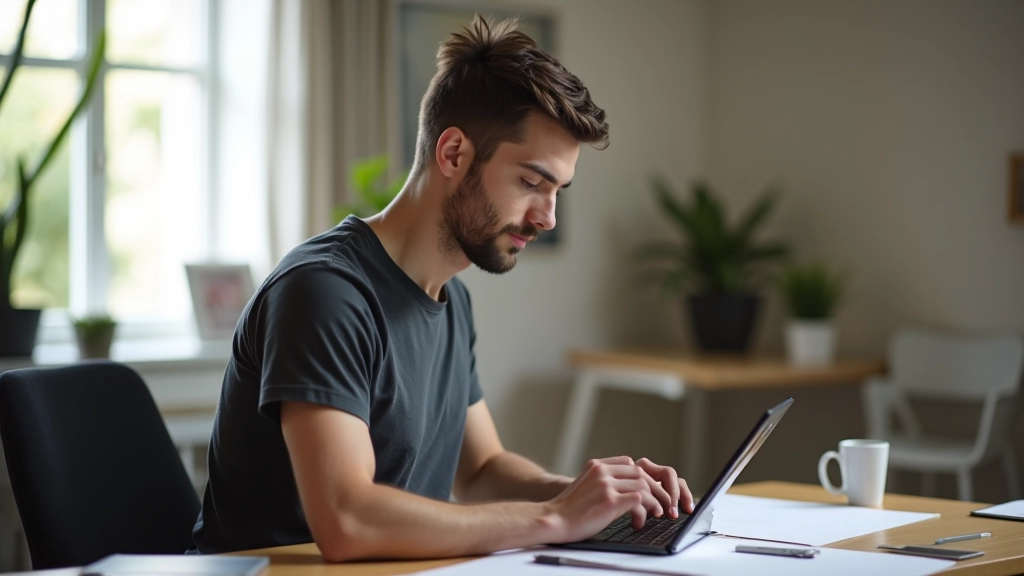 Artiste créatif travaillant sur tablette numérique dans un environnement de studio moderne et lumineux, concentré sur son projet