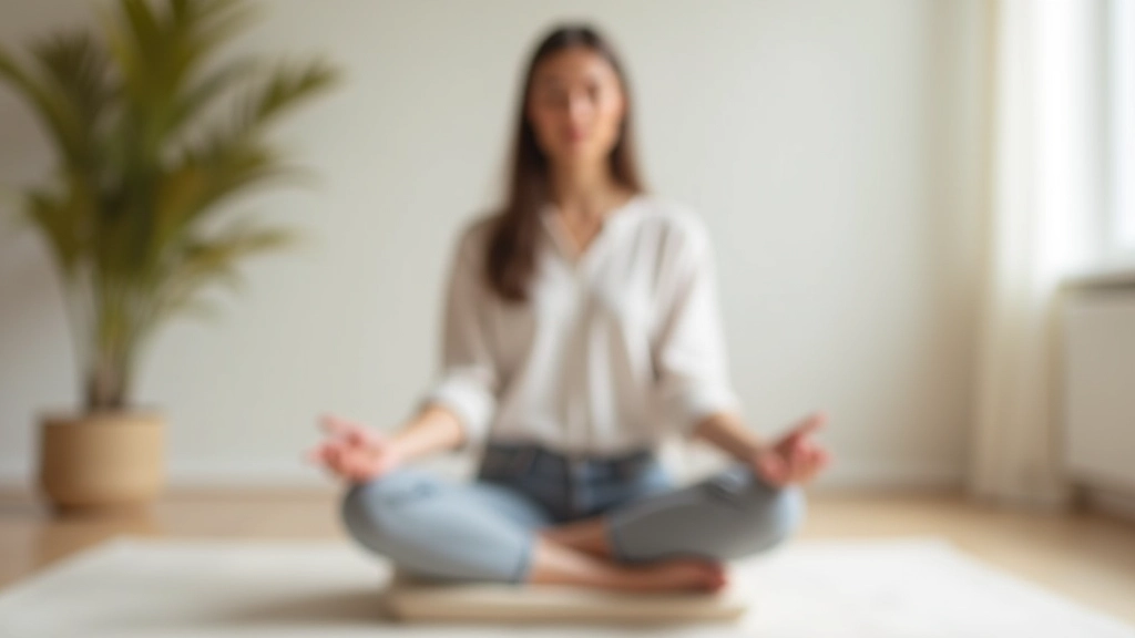 Personne assise dans un espace calme et bien éclairé, pratiquant la respiration consciente avec une posture détendue